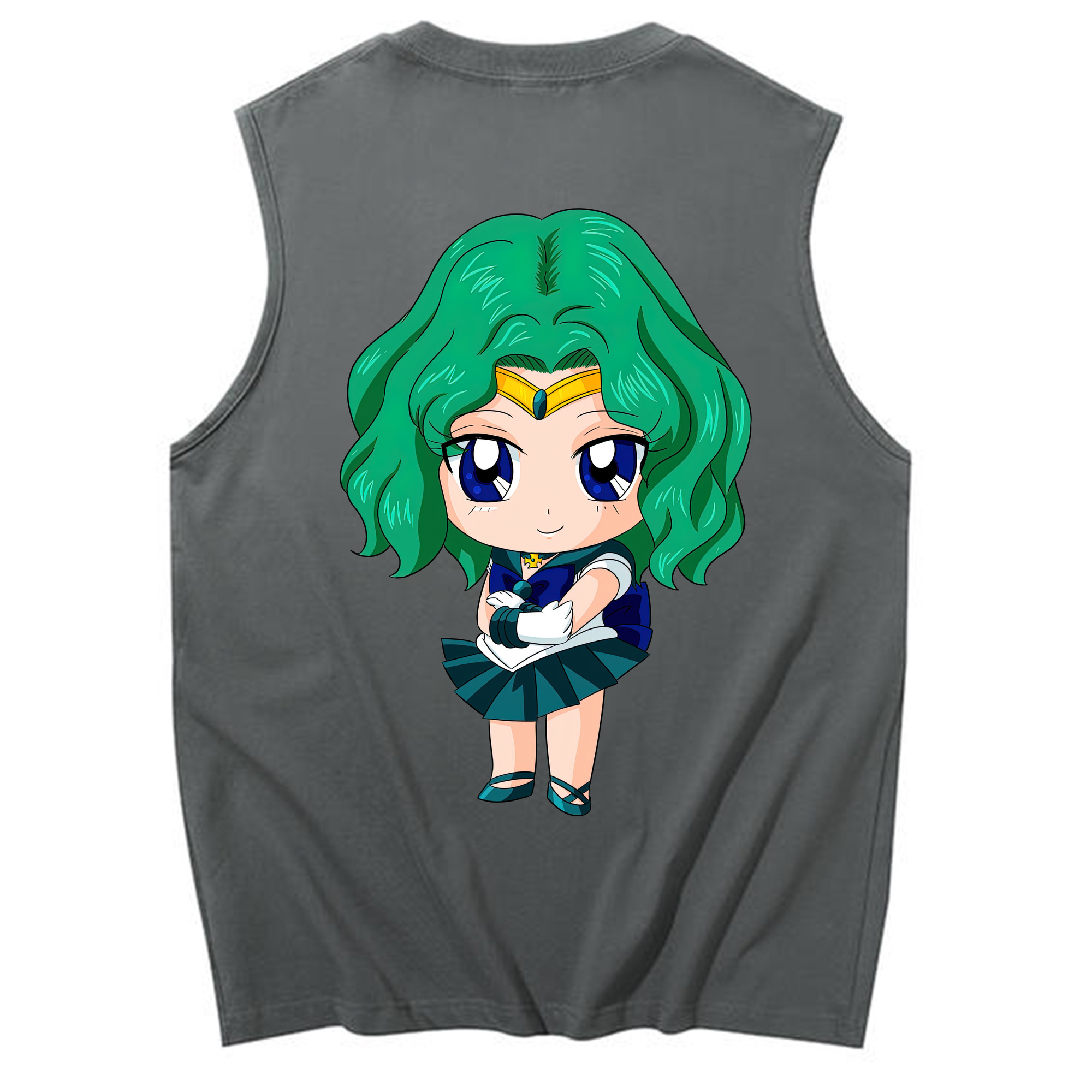 （画像用） 美少女戦士セーラームーン 海王 みちる（かいおう みちる） Sailor Moon Kaiou Michiru コットン100％タンクトップ（背面プリント）